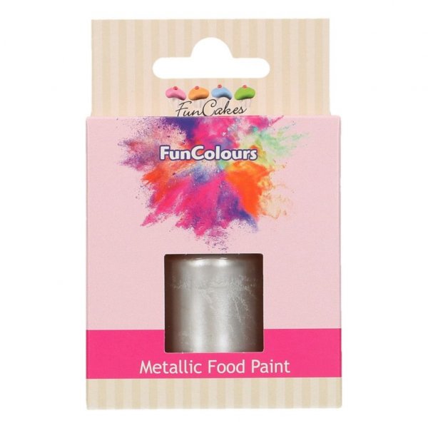 Ätbar färg - Funcakes - Metallic Silver - 30 ml Ätbar färg - Funcakes - Metallic Silver - 30 ml