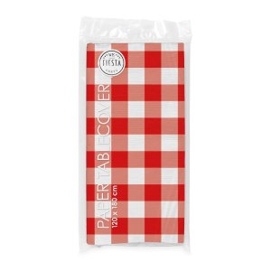 Bordsduk - Papper - R�drutig - 120x180 cm