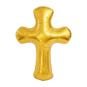 Folieballong - Kors - Guld - 85 x 120 cm