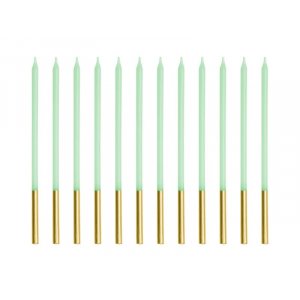 L�nga t�rtljus - Sage/Guld - 14 cm - 12 stycken