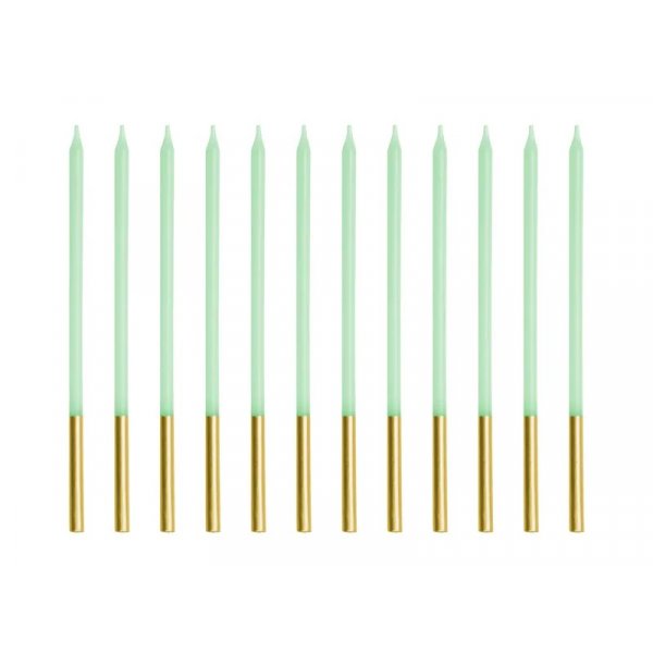 L�nga t�rtljus - Sage/Guld - 14 cm - 12 stycken