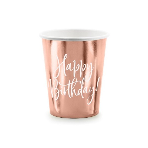 Pappersmuggar Ros�guld Happy Birthday
