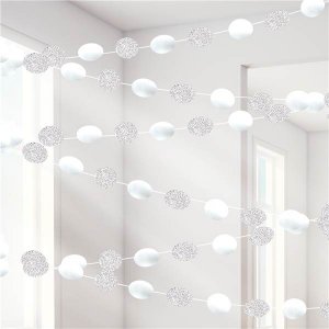 Cirkelgirlanger - Vit/Glitter - 6 st