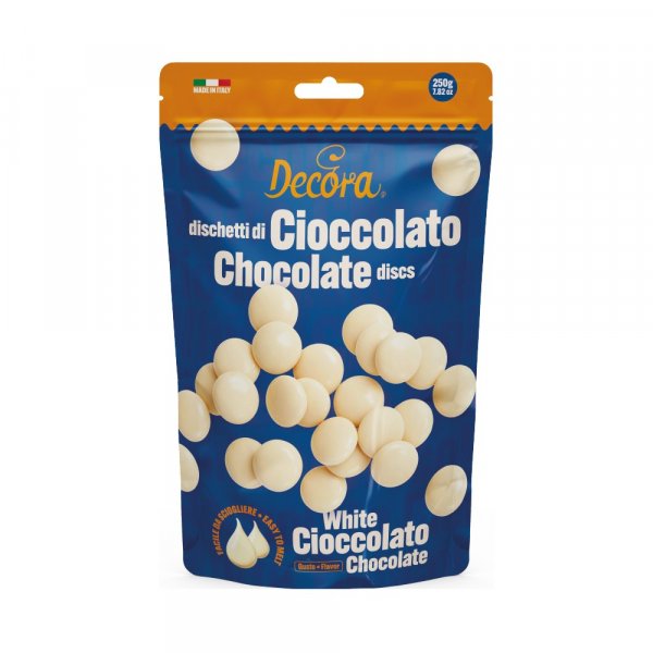 Chocolate Discs - Vit choklad 34% kakao - Decora - 250 g
