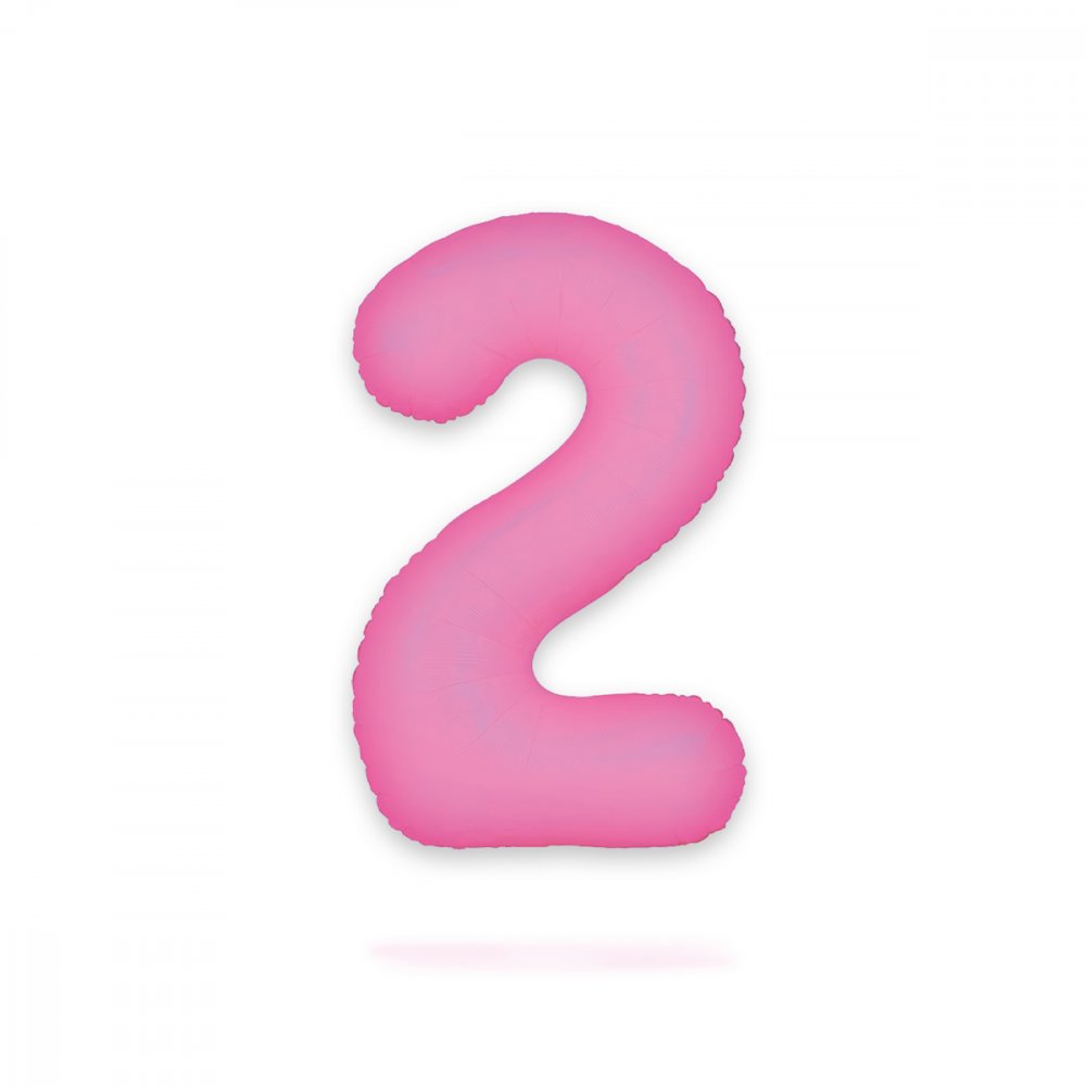 Ballongsiffra - Neon Rosa - 86 cm - Siffra: 2 - Sifferballonger, Ballonger