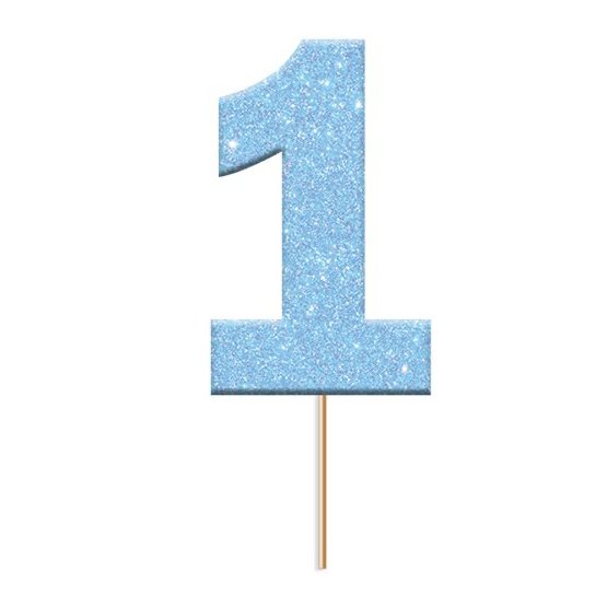 Cake Picks - 1 - Bl�/Glitter - 12-pack