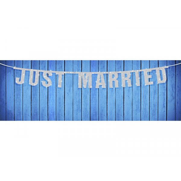 Vimpel - Just Married - Silverglitter Vimpel - Just Married - Silverglitter