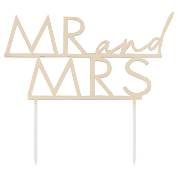 Cake Topper - Gold - Mr & Mrs - Akryl Cake Topper - Gold - Mr & Mrs - Akryl