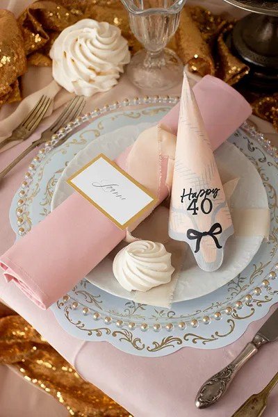 Servetter - Happy 40 - Svart/Vit - 12-pack