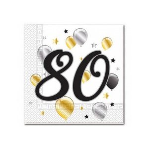 Servetter 80 år Gold & Black