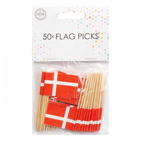 Partypicks - Danmark - R�d/vit - 50-pack