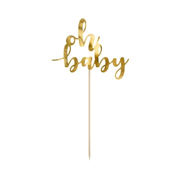 Cake topper - 25 cm - Oh Baby - Guld