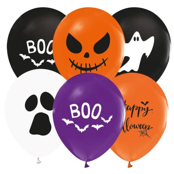 Ballonger - Halloween - Vit/Svart/Orange/Lila - 30 cm - 8-pack Ballonger - Halloween - Vit/Svart/Orange/Lila - 30 cm - 8-pack