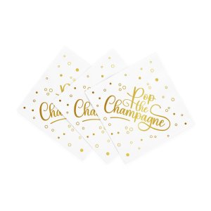 Servetter - Pop the champagne - Vit - 33x33 cm - 20-pack
