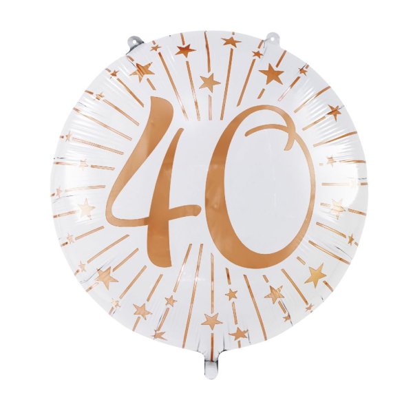 Folieballong - Siffra 40 - Vit/Ros�guld - 71 cm