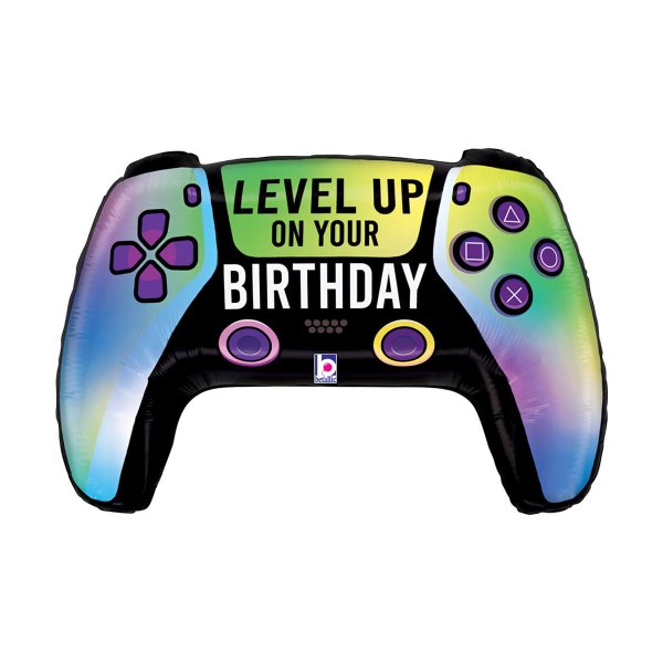 Folieballong - Spelkontroll - Level Up Birthday - Shape - 76 cm