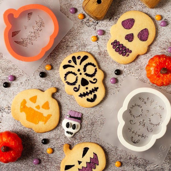 Utstickare med schablon - Pumpa och dödskalle - Halloween Utstickare med schablon - Pumpa och dödskalle - Halloween