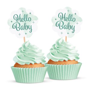 Cake Picks - Hello Baby - Mint - 12-pack Cake Picks - Hello Baby - Mint - 12-pack