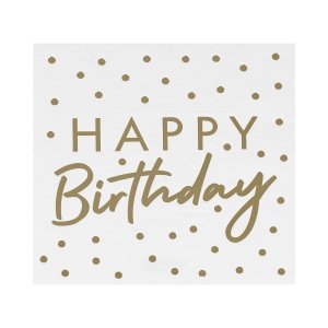 Servetter - Happy Birthday - Golden dots - 16-pack Servetter - Happy Birthday - Golden dots - 16-pack