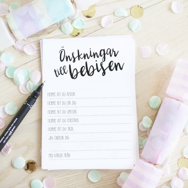 nskningar till bebisen - Svart/Vit - Klassisk - 8-pack