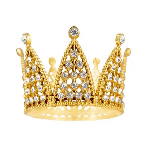 Cake Topper - Krona - Guld med silverkristaller - 7 cm