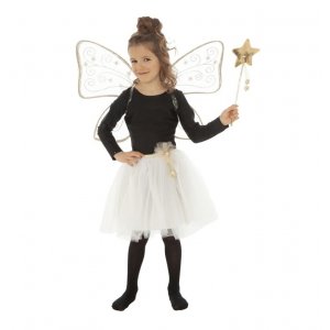 Utkl�dnad Magisk Fe - Vingar, kjol, trollsp� - 3-7 �r - Vit/Guld