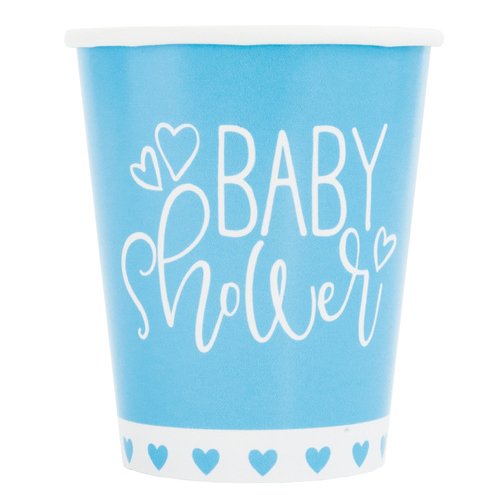 Pappmuggar - Baby Shower - Bl Hjrtan - 8-pack