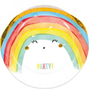 Papptallrikar - Rainbow Party - 23 cm  - 8-pack