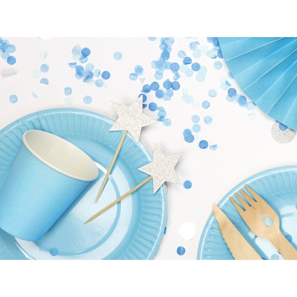 Cake picks - Stjrnor - Silverglitter - 6-pack