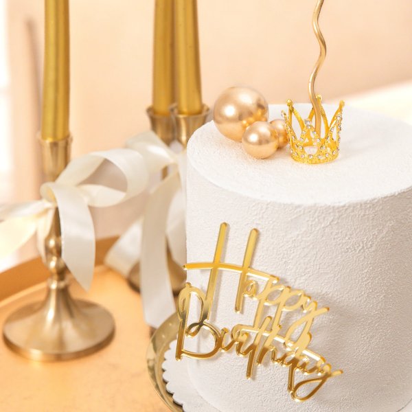 Cake Topper - Liten - Krona - Guld m silverkristaller - 3 cm Cake Topper - Liten - Krona - Guld m silverkristaller - 3 cm