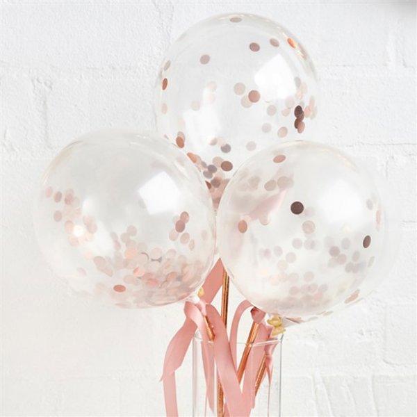 Minikonfettiballonger - 5-pack - Roséguld Minikonfettiballonger - 5-pack - Roséguld