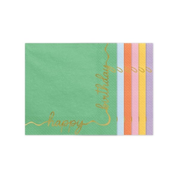 Servetter Happy Birthday Pastell, 12-pack