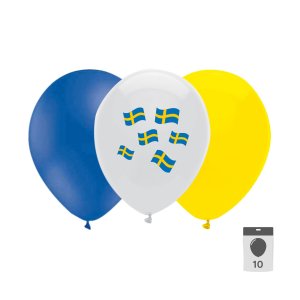 Ballonger - Sverige - Gul/Bl� - 10-pack