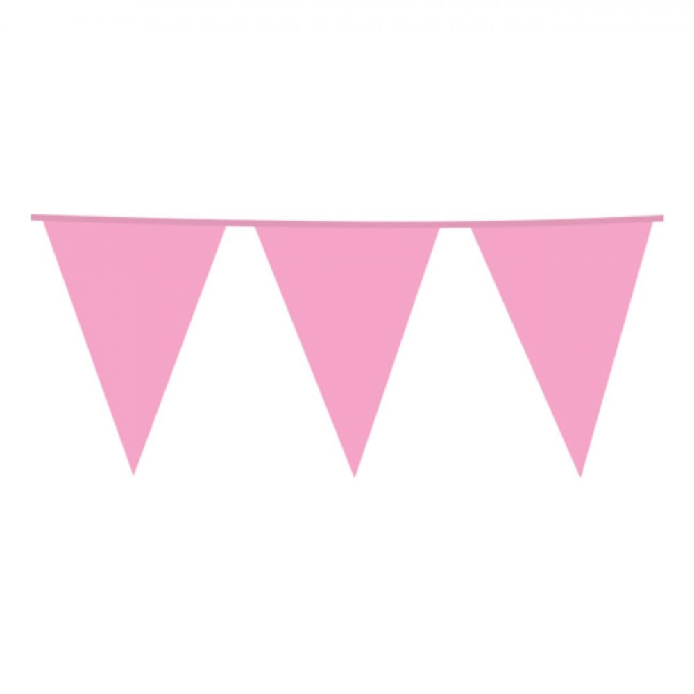 Girlang – Stora vimplar – Rosa – 10 m – Vimplar till kalas, Kalasdekorationer