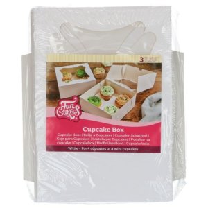 Cupcakebox - 4 stora eller 8 små cupcakes - 3-pack - Funcakes Cupcakebox - 4 stora eller 8 små cupcakes - 3-pack - Funcakes