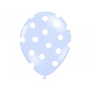 Ballonger - Ljusbl med vita prickar - 6-pack