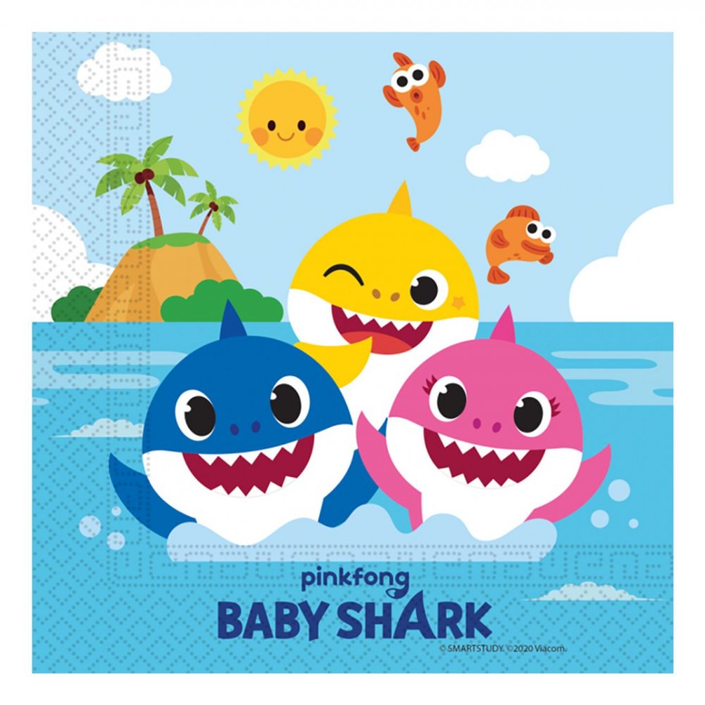 Servetter Baby Shark – 20-pack – Servetter till kalas