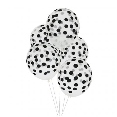 Ballonger - Printed Confetti - Svart - 5-pack
