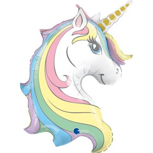 Folieballong - Unicornhuvud - Macaron - Shape - 81 cm