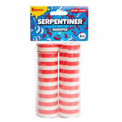 Serpentiner - Röd/Vit - 2-pack
