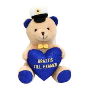 Studentdjur - Nallebj�rn - Bl�tt hj�rta - "Grattis till examen"