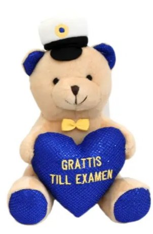Studentdjur - Nallebj�rn - Bl�tt hj�rta - \\\"Grattis till examen\\\"