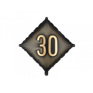 Folieballong - Kvadrat - Svart/Guld - 30