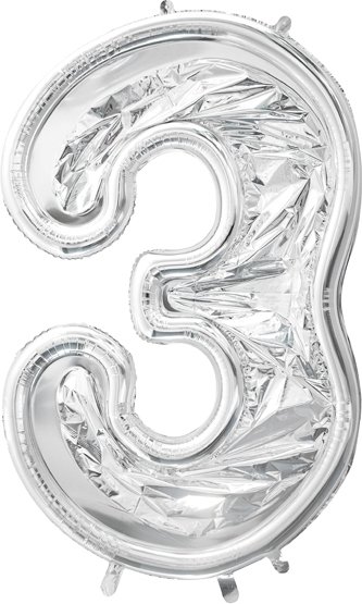 Sifferram till ballong - Silver - 126 cm - Siffra: 3 - Ballong ramar, Ballonger