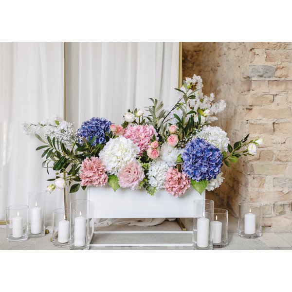 Konstgjord blomma ros - Ljuskr�m - 55 cm