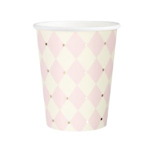 Pappmuggar - Rutor - Rosa/Guld - 10-pack