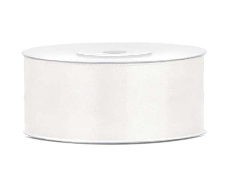 Satinband - 25 m - Ljust krämvitt - Bredd: 25 mm - Satinband, Band & Snören till bröllop