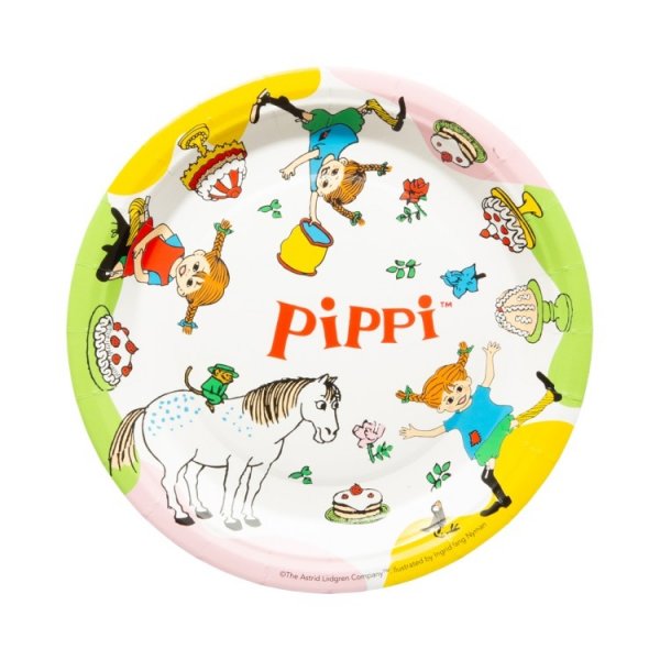 Papperstallrikar med Pippi L�ngstrump,