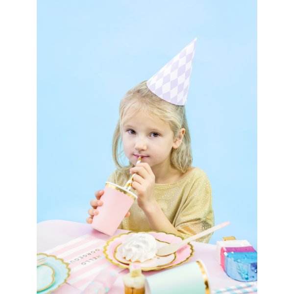 Desserttallrikar - Rosa - guldkant - 6-pack Desserttallrikar - Rosa - guldkant - 6-pack