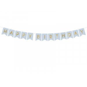 Girlang - "Happy Birthday"  - Ljusbl� - 1,75m